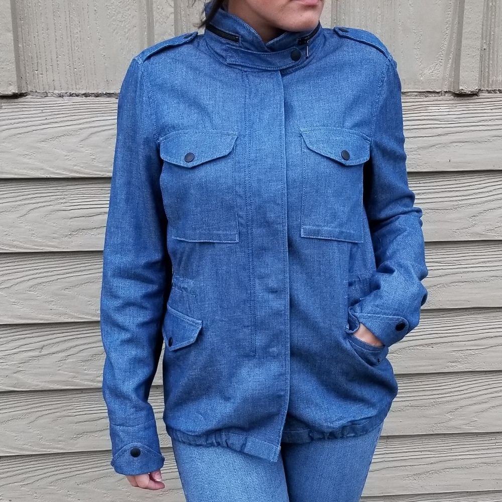 Rag & Bone Blue Denim Multi Pocket Utility Jacket